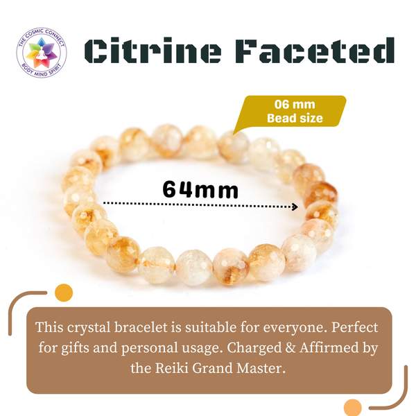 Natural Citrine Crystal Faceted Healing Bracelet - Wealth and Abundance 3