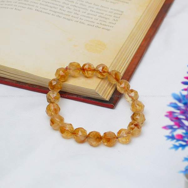 Natural Citrine Crystal Faceted Healing Bracelet - Wealth and Abundance 5