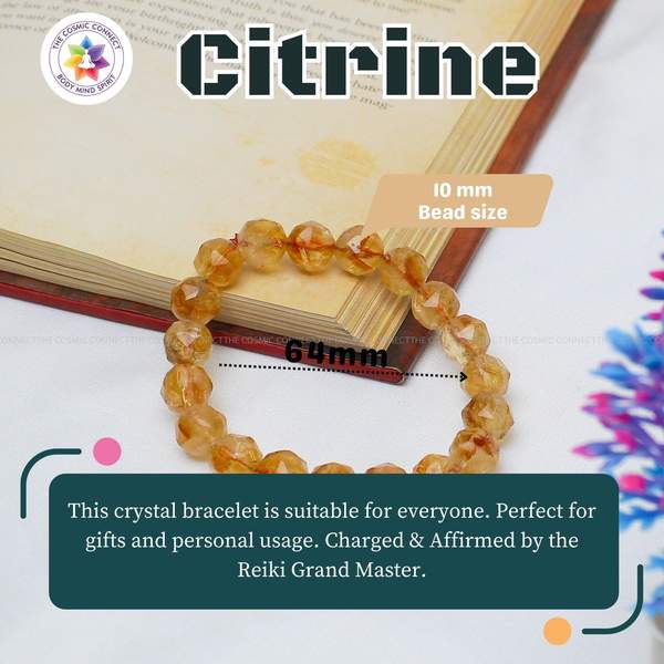 Natural Citrine Crystal Faceted Healing Bracelet - Wealth and Abundance 7