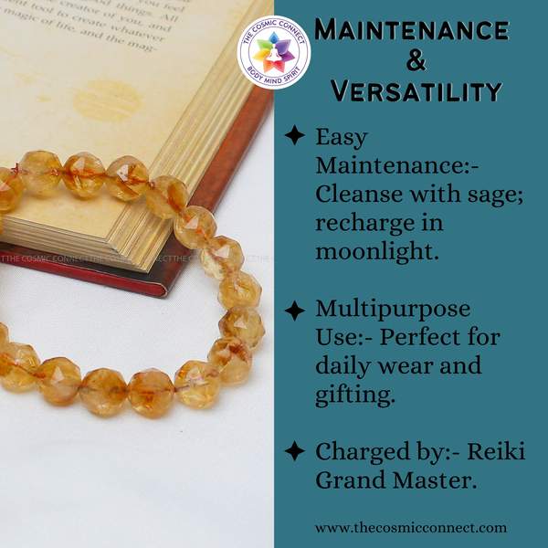 Natural Citrine Crystal Faceted Healing Bracelet - Wealth and Abundance 8