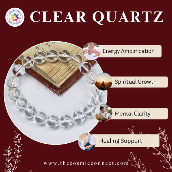 Natural Clear Quartz Healing Bracelet - Amplifies Energy & Balances Chakras 10