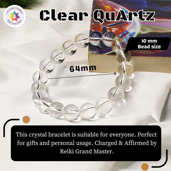 Natural Clear Quartz Healing Bracelet - Amplifies Energy & Balances Chakras 11