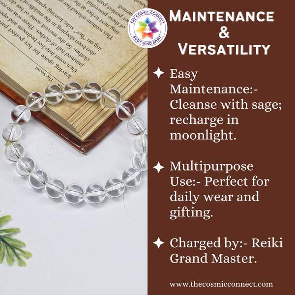 Natural Clear Quartz Healing Bracelet - Amplifies Energy & Balances Chakras 12