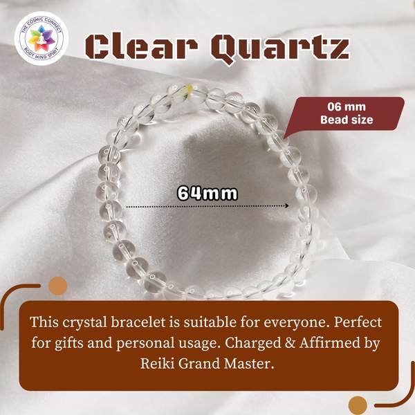 Natural Clear Quartz Healing Bracelet - Amplifies Energy & Balances Chakras 3