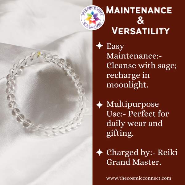 Natural Clear Quartz Healing Bracelet - Amplifies Energy & Balances Chakras 4