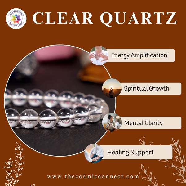 Natural Clear Quartz Healing Bracelet - Amplifies Energy & Balances Chakras 6
