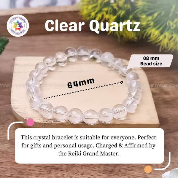 Natural Clear Quartz Healing Bracelet - Amplifies Energy & Balances Chakras 7
