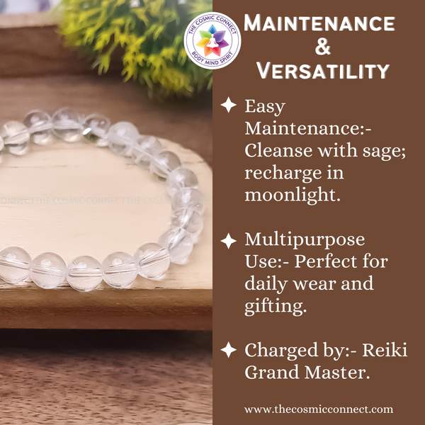 Natural Clear Quartz Healing Bracelet - Amplifies Energy & Balances Chakras 8