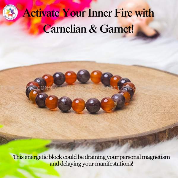 Natural Garnet and Carnelian Crystal Bracelet for Passion, Energy, and Grounding 3