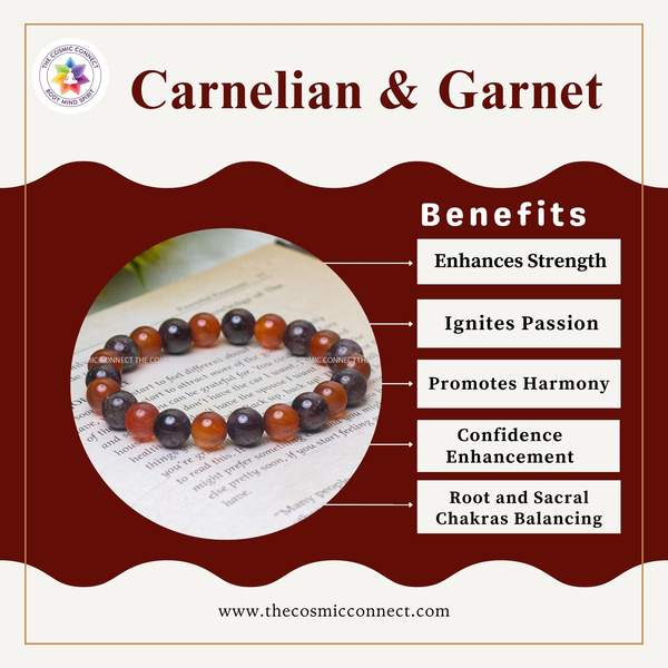 Natural Garnet and Carnelian Crystal Bracelet for Passion, Energy, and Grounding 4