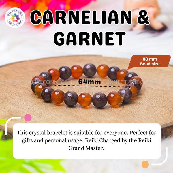 Natural Garnet and Carnelian Crystal Bracelet for Passion, Energy, and Grounding 5