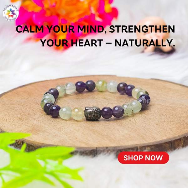 Natural Prehnite and Amethyst Crystal Bracelet for Intuition 10