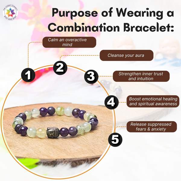 Natural Prehnite and Amethyst Crystal Bracelet for Intuition 5