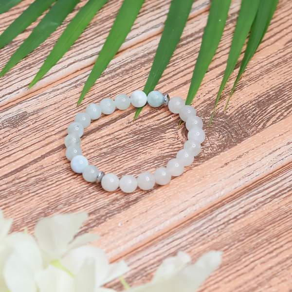 Natural Rose Quartz and Aquamarine Crystal Bracelet for Emotional Healing
