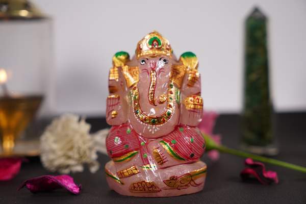 Natural Rose Quartz Ganesha Divine Symbol of Love & Harmony