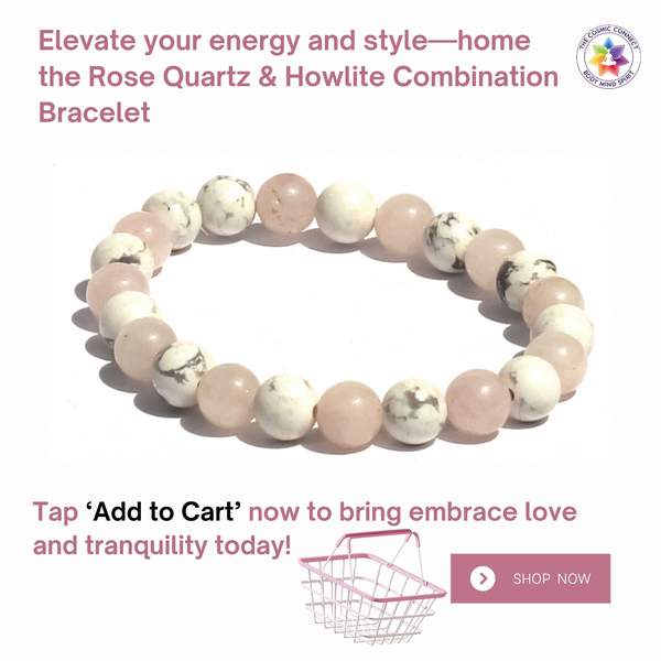 Natural Rose Quartz & Howlite Crystal Bracelet for Emotional Healing & Stress 7
