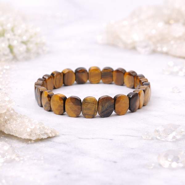 Natural Tiger Eye Gem Cut Crystal Bracelet for Confidence & Protection