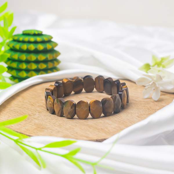 Natural Tiger Eye Gem Cut Crystal Bracelet for Confidence & Protection 2