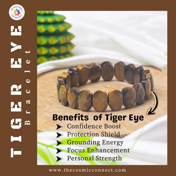 Natural Tiger Eye Gem Cut Crystal Bracelet for Confidence & Protection 3