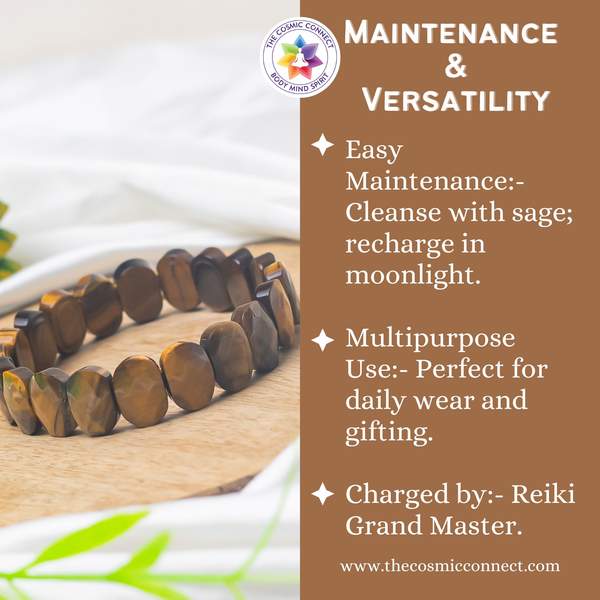Natural Tiger Eye Gem Cut Crystal Bracelet for Confidence & Protection 5