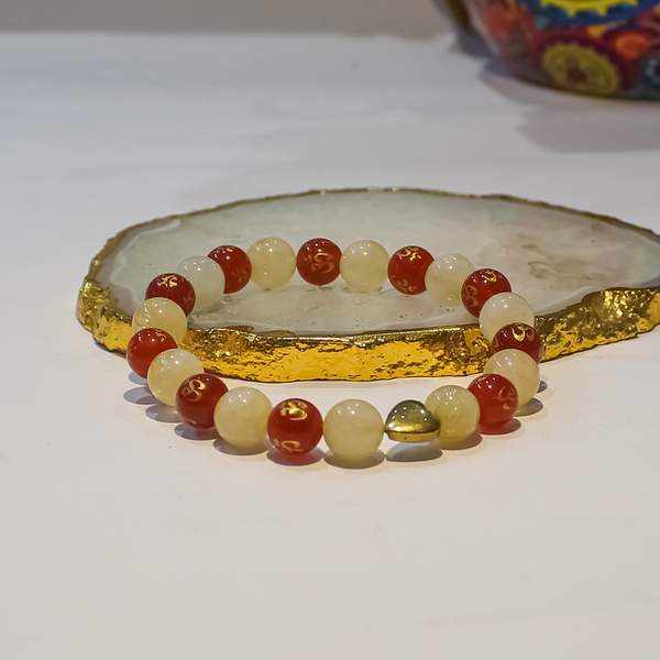 Om Shakti Abundance Bracelet | Red Onyx & Citrine for Confidence, & Success