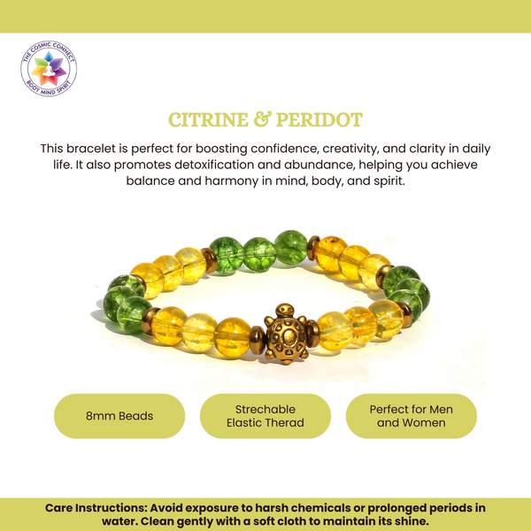 Peridot & Citrine Healing Crystal Bracelet for Prosperity, & Abundance 2