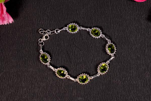 Peridot Silver Bracelet Enhance Vitality, & Prosperity