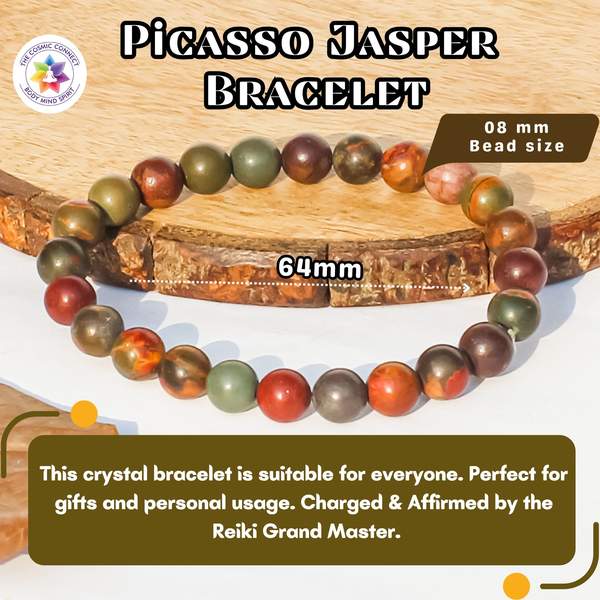 Picasso Jasper Healing Bracelet - Creativity, Stability & Chakra Healing 4