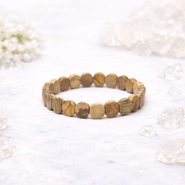 Picture Jasper Gem Cut Crystal Bracelet for Grounding, Creativity