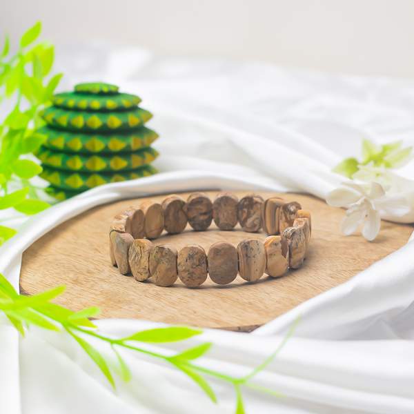 Picture Jasper Gem Cut Crystal Bracelet for Grounding, Creativity 2