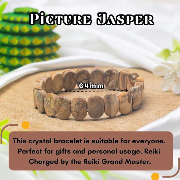 Picture Jasper Gem Cut Crystal Bracelet for Grounding, Creativity 4