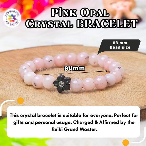 Pink Opal Healing Bracelet - Heart Chakra Balancer | 8mm Bead 5