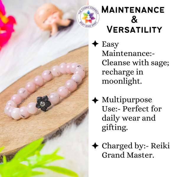 Pink Opal Healing Bracelet - Heart Chakra Balancer | 8mm Bead 6