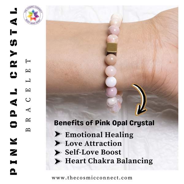 Pink Opal Healing Bracelet - Heart Chakra Balancer Enhances Love & Compassion 4