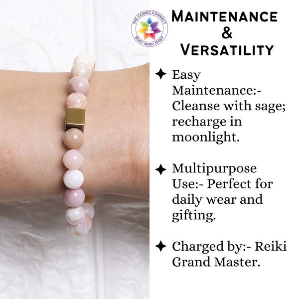 Pink Opal Healing Bracelet - Heart Chakra Balancer Enhances Love & Compassion 5