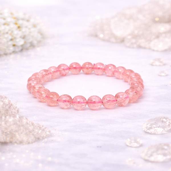 Pink Strawberry Quartz Healing Bracelet – Love, Joy & Emotional Healing