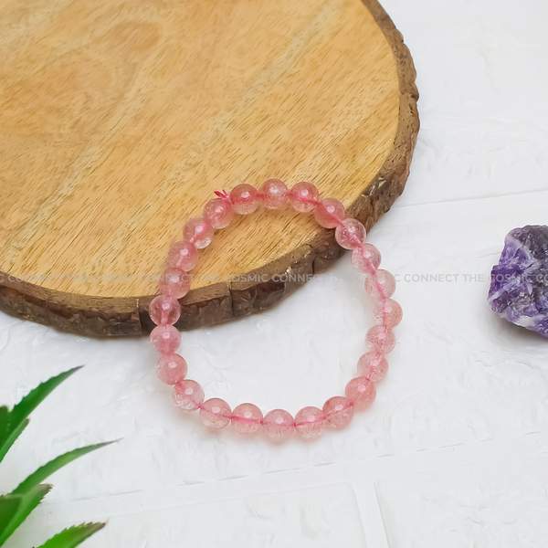 Pink Strawberry Quartz Healing Bracelet – Love, Joy & Emotional Healing 3