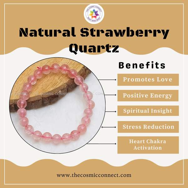 Pink Strawberry Quartz Healing Bracelet – Love, Joy & Emotional Healing 4