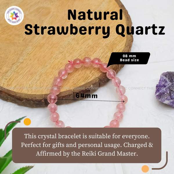 Pink Strawberry Quartz Healing Bracelet – Love, Joy & Emotional Healing 5