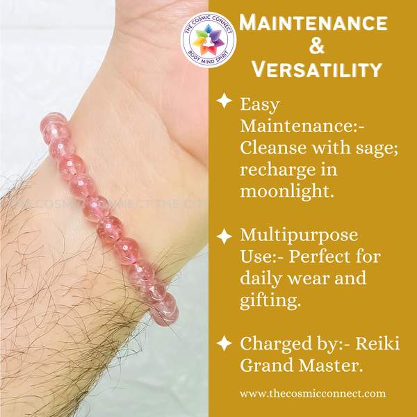 Pink Strawberry Quartz Healing Bracelet – Love, Joy & Emotional Healing 6