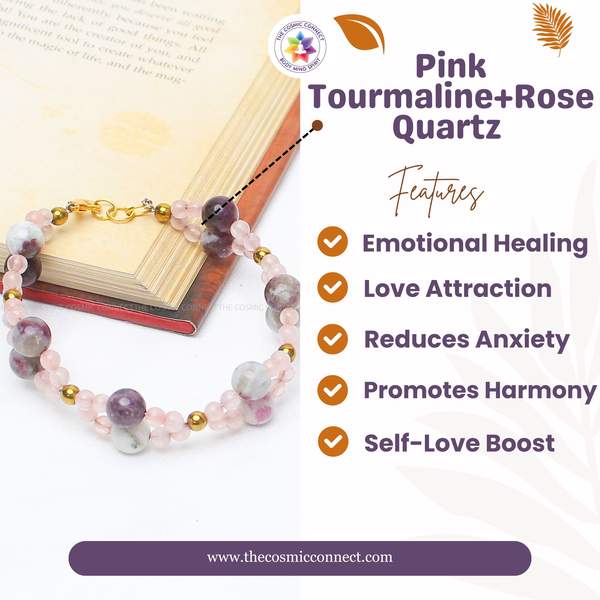 Pink Tourmaline + Rose Quartz Bracelet – Emotional Healing & Self Love 3