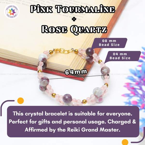 Pink Tourmaline + Rose Quartz Bracelet – Emotional Healing & Self Love 4