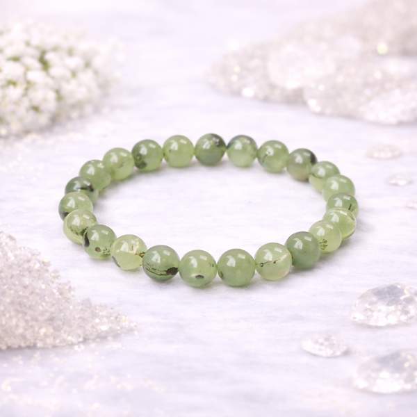 Prehnite Bracelet - Enhances Intuition & Calmness | 8mm Beads