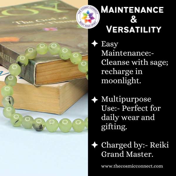 Prehnite Bracelet - Enhances Intuition & Calmness | 8mm Beads 5