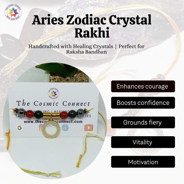 Premium Aries Zodiac Rakhi with Crystals Boost Confidence & Courage 3