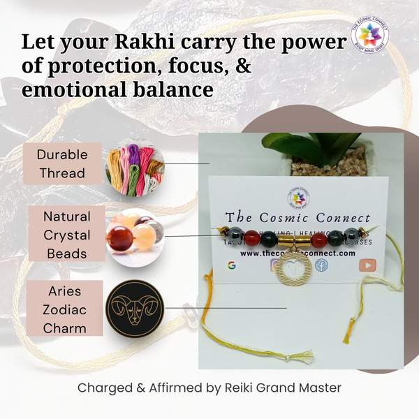 Premium Aries Zodiac Rakhi with Crystals Boost Confidence & Courage 4