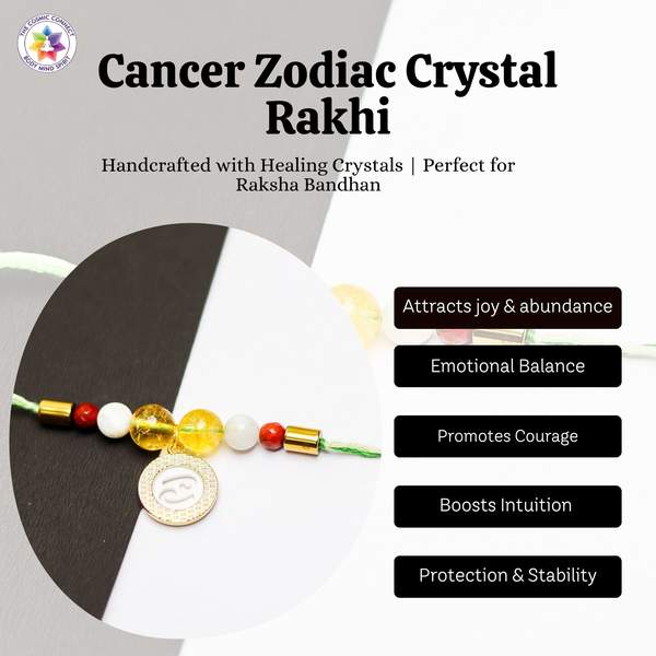 Premium Cancer Zodiac Rakhi with Healing Crystals for Love, Strength & Balance 3