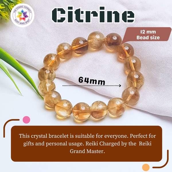 Premium Citrine Bracelet - Abundance & Positive Energy | 12mm Beads 5