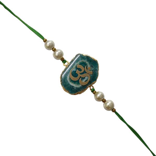 Premium Druzy Agate Om Symbol Rakhi for Raksha Bandhan Enhances Healing