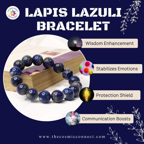Premium Lapis Lazuli Healing Bracelet - Communication, Wisdom & Inner Peace 11